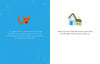 Where Is My House? by Schiffer Publishing, Ltd. features a blue page with an orange fox illustration and white text, plus a white page inviting kids to remember and describe a house—great for developing observation and memory skills.