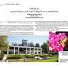 A stately white plantation house with wrap-around porch and green landscaping; inset photo of a pink flower with butterfly. Text covers Civil War Tour of Charleston, Schiffer Publishing, Ltd., visitor info, and city historical sites.