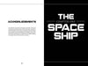 Two black-and-white book pages: the left, titled ACKNOWLEDGMENTS, has a brief note; the right boldly announces CHAPTER ONE THE SPACE SHIP, introducing Schiffer Publishing, Ltd.'s "Aliens, God, and the Bible," a theological exploration of Bible mysteries.