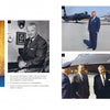 Two pages showcase photos of General Tooey Spaatz at a desk, in a suit, by an airplane, and with others. Plaques and a skunk cartoon reflect Lockheed SR-71 Blackbird’s Skunk Works legacy. Published by Schiffer Publishing, Ltd.