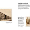A book spread from "City of Neighborhoods" by Schiffer Publishing, Ltd. features sepia photos of early 1900s Philadelphia: a brick building with horse-drawn carts, a grand train station, and a railway depot in Lower North’s historic neighborhoods.