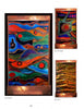 Discover "A Universe of Metal Sculpture" by Schiffer Publishing, Ltd.—three vivid enamel artworks: swirling waves with red circles, an abstract eye motif, and fiery metal textures, each showcasing bold creativity and craftsmanship.