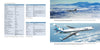 A page from Schiffer Publishing, Ltd.'s McDonnell Douglas DC-10/MD-11 shows technical tables for the DC-10-40, DC-10-40CF, and DC-10-30/30CF aircraft and includes two photos of planes over snowy mountains.