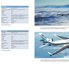 A page from Schiffer Publishing, Ltd.'s McDonnell Douglas DC-10/MD-11 shows technical tables for the DC-10-40, DC-10-40CF, and DC-10-30/30CF aircraft and includes two photos of planes over snowy mountains.
