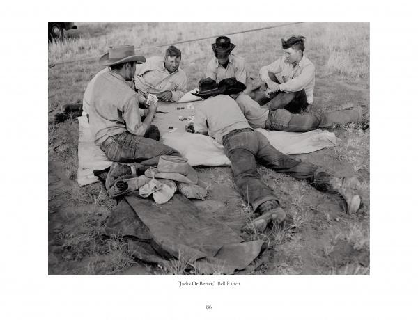 Five men in cowboy hats play cards on a blanket in a grassy field, with jackets and gear nearby, capturing the relaxed spirit of the American West in Harvey Caplin's Real Cowboys & the Old West by Schiffer Publishing, Ltd.