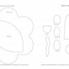 Sewing Simple Softies with 17 Amazing Designers by Schiffer Publishing, Ltd. includes two pages of sewing templates: one with flower and leaf outlines, the other with tooth tiger parts—ideal for Sew a Softie and kids' sewing projects.