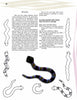 A page from "Making Wood Jewelry" by Schiffer Publishing, Ltd. showcases illustrated snakes in vivid shapes and colors—including a 3D black, purple, red, and yellow striped snake—with tips for using the designs in wood jewelry or desert-themed art.