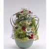 Creating Floral Centerpieces" by Schiffer Publishing, Ltd. showcases modern floral design with rounded arrangements of white daisies, green hydrangeas, red blooms, and looping green foliage in a pale green vase.