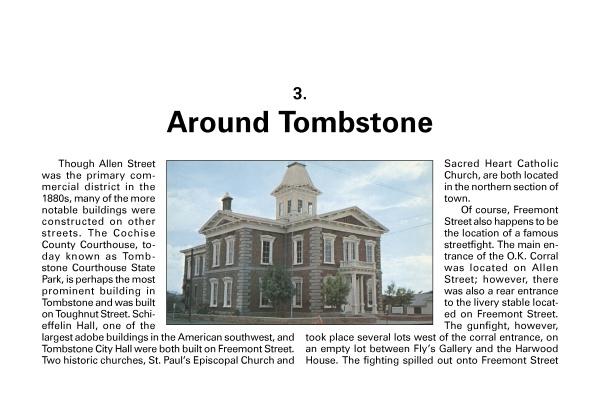 Schiffer Publishing, Ltd.’s "Tombstone" features a historic courthouse with a central clock tower and two wings under a blue sky, arched windows and white trim—evoking the legendary Wild West town. Text about Tombstone surrounds the image.