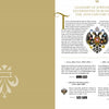 A two-page spread from Beyond Fabergé by Schiffer Publishing, Ltd. features beige and white decorative motifs on the left, with text on Russian jewelers (18th century–1917), a coat of arms, and short biographies on the right.