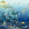 Discover the secrets of the sea with "The Sea" by Schiffer Publishing, Ltd.—an ocean animals book featuring a panoramic fold-out poster of islands, coral reefs, whales, sharks, submersibles, and deep-sea vents.