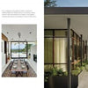 Contemporary Texas Architecture from Schiffer Publishing, Ltd. highlights modern homes with white fireplaces, sleek dining areas with large windows, and stunning glass-walled exteriors featuring patios and pools surrounded by greenery.