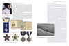 A two-page spread from "Blue Seas, Red Stars" by Schiffer Publishing, Ltd. features text, historical photos, Soviet military medals, a WWII US Navy portrait, documents, and an aerial coastline photo, all organized with images beside the text.