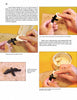 Four instructional photos show hands using a paper towel to apply oil and wax to a small wood bat pin, ideal for wood jewelry or burning projects, with step-by-step text. Featured in "Making Wood Jewelry" by Schiffer Publishing, Ltd.