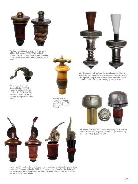 Champagne Collectibles by Schiffer Publishing, Ltd. showcases vintage bottle stoppers and cork openers with unique designs, perfect for corkscrew collectors and champagne enthusiasts, all displayed with detailed descriptions.