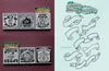 On the left, four matchboxes with vintage ad art for pills, whiskey, and tobacco; on the right, hand-drawn banners displaying “Tattoo Lettering & Banners” from Schiffer Publishing, Ltd., inspired by matchbox designs.