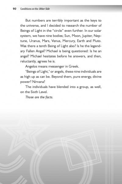 A page in The Spirit Connection explores Beings of Light in the solar system, cites Dr. Hans Holzer, explains "angelos" means messenger in Greek, and mentions individuals forming a group on the Sixth Level.