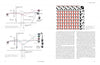 Two pages from "Velvet on My Mind, Velvet on My Loom" by Schiffer Publishing, Ltd. display color-coded diagrams and labeled points on the left and a grid featuring red, black, and white patterns with text about handweaving techniques on the right.