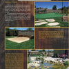 Scott Cohen's Family Friendly Landscapes by Schiffer Publishing, Ltd. features a landscaped backyard with green lawns, a sand pit, mountain views, and a pond with waterfall, rocks, and lush plants, plus detailed project descriptions.