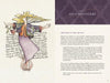On the left, an illustrated figure with flowing hair and colorful clothes extends their arms. On the right, text from "As You Feel, So You Heal" by Schiffer Publishing discusses self-discovery and offers journaling prompts for healing.