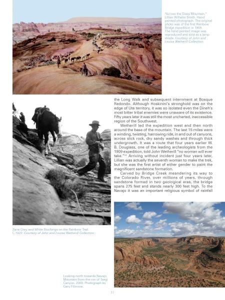 A collage for "Shadows on the Mesa" by Schiffer Publishing, Ltd. shows three Wetherill-Colville Guest Ranch photos—riders on rocks, men and horses on a trail, and Monument Valley—paired with artist-inspired Southwest text blocks.