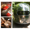 Collage featuring the rear of a shiny vintage Airstream surrounded by trees, its cozy red-bench interior, and a copper-bowl sink—ideal inspiration for Airstreams fans and tiny home lovers. From Schiffer Publishing, Ltd.