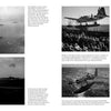 A two-page spread from Schiffer Publishing, Ltd.’s USS New Jersey (BB-62) book displays WWII-era black-and-white photos of naval fleets, planes, sailors aboard the battleship, and men seated on the dock.