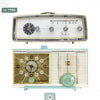 Two Retro Radio models from Schiffer Publishing, Ltd. highlight vintage style: the top “Shopper” features chrome accents, while the bottom showcases a gold-trimmed clock and turquoise tuning dial, reflecting classic radio design.