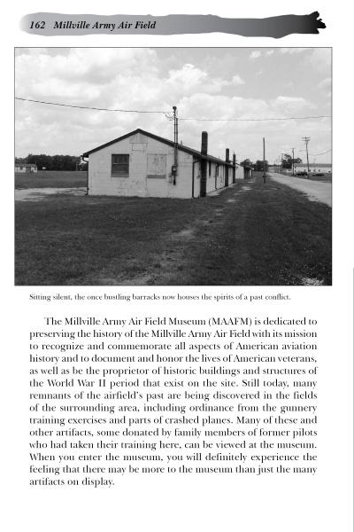 A black-and-white photo of a barracks and watchtower at Millville Army Air Field illustrates the history, museum, and paranormal sites featured in "Ghosts of Central New Jersey" by Schiffer Publishing, Ltd.