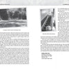 A black-and-white spread from "Haunted Charlottesville and Surrounding Counties" by Schiffer Publishing shows text on local hauntings, with one page depicting a sunlit garden and the other a hallway with chairs against the wall.