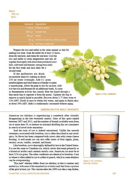 A cookbook page from "The Umami Factor" by Schiffer Publishing, Ltd. features recipes, text, a photo of mulberries and rye whiskey, plus fermentation tips for unique custom drinks with detailed ingredients and instructions.