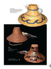 Three woven cedar bark hats with unique designs, feathers, and shells are featured on a white background, highlighting Northwest Coast native art. From the book Contemporary Art on the Northwest Coast by Schiffer Publishing, Ltd.