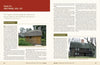 The book "Antique New England Homes & Barns" by Schiffer Publishing, Ltd. features a spread with photos of a small timber-framed house with a thatched roof and a restored colonial home with multiple chimneys.
