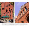 Two photos from Lancaster County Reflections by Schiffer Publishing, Ltd. capture the red brick Romanesque Revival-style Lancaster Central Market—one shows outdoor seating, while the other highlights the CENTRAL MARKET sign.