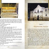 Left page: A worn piano with exposed strings sets a haunting mood, paired with text on an eerie site visit. Right page: The Alamo glows at night above the chapter "Haunted San Antonio." Product: Spirit Magnet In Texas by Schiffer Publishing, Ltd.