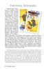 A page from "Tarot in Reverse" by Schiffer Publishing, Ltd. shows The Fool, Reversed card, explores reversed Tarot meanings, and includes a boxed note on celebrities with similar traits for extra reference.