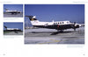 Three photos of the US Army Twin Beeches fixed-wing aircraft by Schiffer Publishing, Ltd. on an airport tarmac, captured from different angles. The white plane features dark accents and military markings under a clear sky.