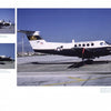 Three photos of the US Army Twin Beeches fixed-wing aircraft by Schiffer Publishing, Ltd. on an airport tarmac, captured from different angles. The white plane features dark accents and military markings under a clear sky.