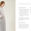 A woman in a shimmery, long-sleeved silver dress stands on the left, while the right page introduces Pleating by Schiffer Publishing, Ltd. with headings and text on a white background describing the book’s content and purpose.