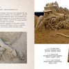 A magazine spread on "Contemporary Sand Sculpture" by Schiffer Publishing, Ltd. features sand art: left, a reclining figure with artist Bouke Atema’s portrait and bio; right, two sculptures—cartoonish animals and an animal with riders.