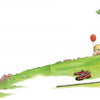 In "The Legend of Papa Balloon" by Schiffer Publishing, Ltd., four curious kids peek at a man in a suit, hat, and sunglasses napping under a tree, his shoes and cane beside him, as one child clutches a red balloon in this playful early reader scene.