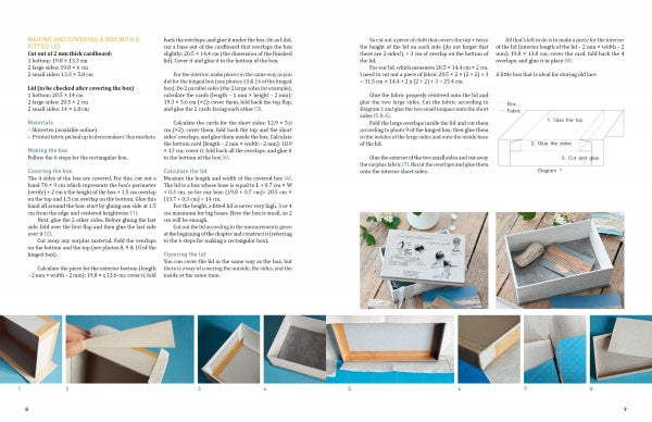 Vintage Cardboard Crafting by Schiffer Publishing, Ltd. offers step-by-step instructions, diagrams, and photos to guide you through measuring, assembling, and lining fitted-lid boxes.
