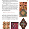 A page from "Making the Lancaster Diamond Sampler" by Schiffer Publishing, Ltd. features text on quilt-making and friendship, plus images of four colorful quilts—three rectangular, one diamond-shaped—with unique geometric designs.