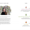 The Floral Doodling Handbook by Schiffer Publishing, Ltd. features a left-page portrait of a woman amid colorful flowers, an inspiring intro below, and a right-page contents list in three sections with playful illustrations.