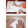 Top: A person traces a circle on foam core with a marker. Bottom: Hands hold a round fabric piece—ideal for Schiffer Publishing, Ltd.'s "Hooked Rugs & Wool Applique"—against a foam core circle, preparing to secure it.