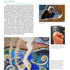 A page in "100 Artists of the Midwest" by Schiffer Publishing, Ltd. spotlights Nicole Beck with her photo, a face mosaic, hand sculpture, and vibrant tile art, noting her contemporary style and Midwest inspirations.
