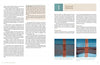 A spread from "3-D Hand Loom Weaving" by Schiffer Publishing, Ltd. shows columned text and two fabric illustrations labeled Normal Area and Dense Area, highlighting variations in thread positioning in handweaving techniques.