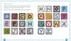 Meditative Zendoodles by Schiffer Publishing, Ltd. features 26 square tiles, each with a unique A-Z letter adorned in colorful, intricate Zendoodle patterns inspired by hand-drawn Zentangle art.