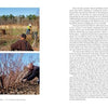 Two photos from Out in Blue Fields (Schiffer Publishing, Ltd.) show people tending Cape Cod blueberries outdoors: four work among sparse bushes in the top image, while two prune low to the ground in the bottom, beside a text page.