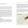 The "Knifemaking for Beginners" book by Schiffer Publishing, Ltd. features a beginner’s knife-making and safety guide, plus a labeled diagram of a fixed-blade knife with parts like tip, spine, edge, bolster, handle scale, and butt.
